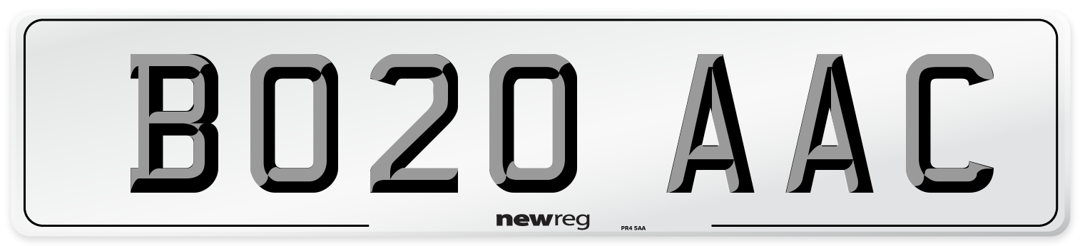 BO20 AAC Number Plate from New Reg